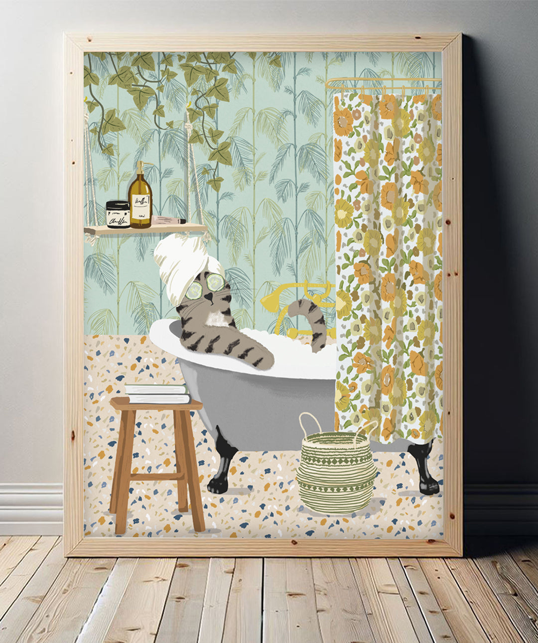 Cat In The Bath Print