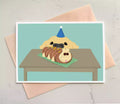 Dog and Caterpillar Cake Birthday Card - Recycled - Dog Mum