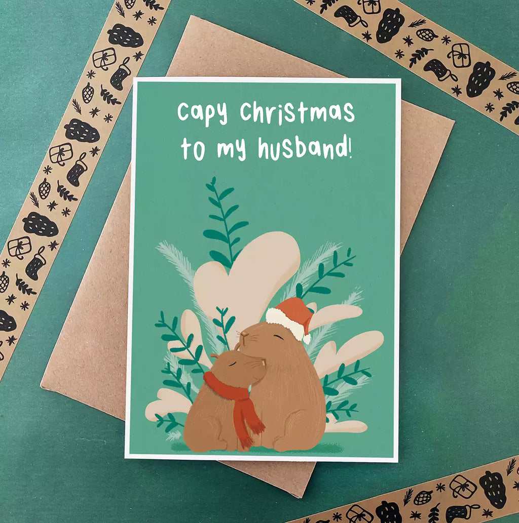 Custom Capybara Christmas Card - Capy Pun - Card For Husband - Wife