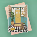 Tabby Cat New Home Card - Period Features - Art Deco - Chequerboard Tiles