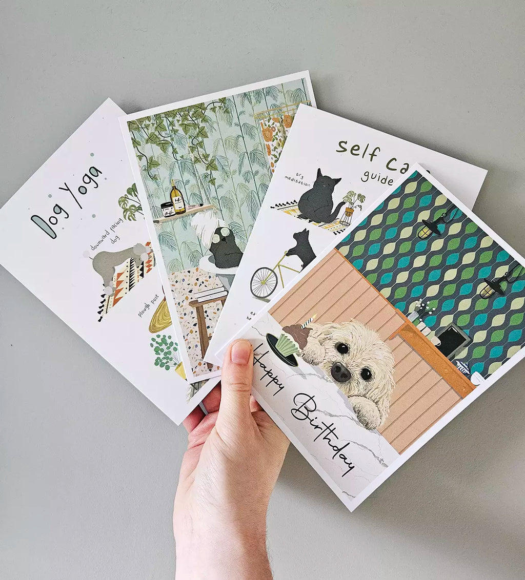 cat and dog mix of greeting cards