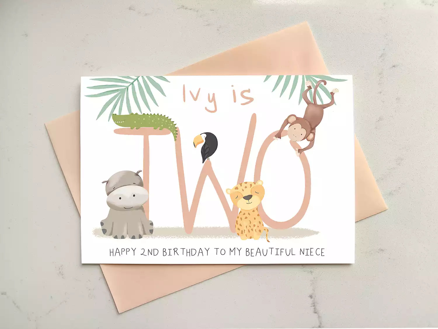 Personalised 2nd Birthday Jungle Card - Children's Birthday - Age Two