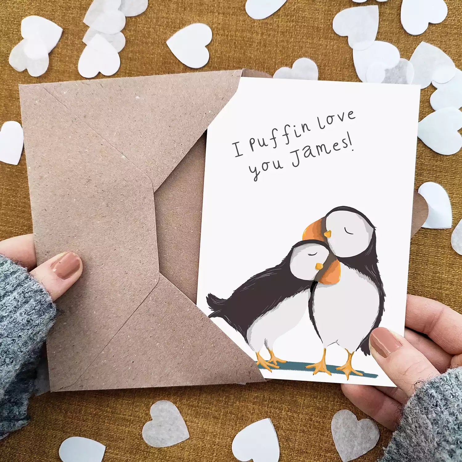 I Puffin Love You Card - Personalised - Valentine's Day