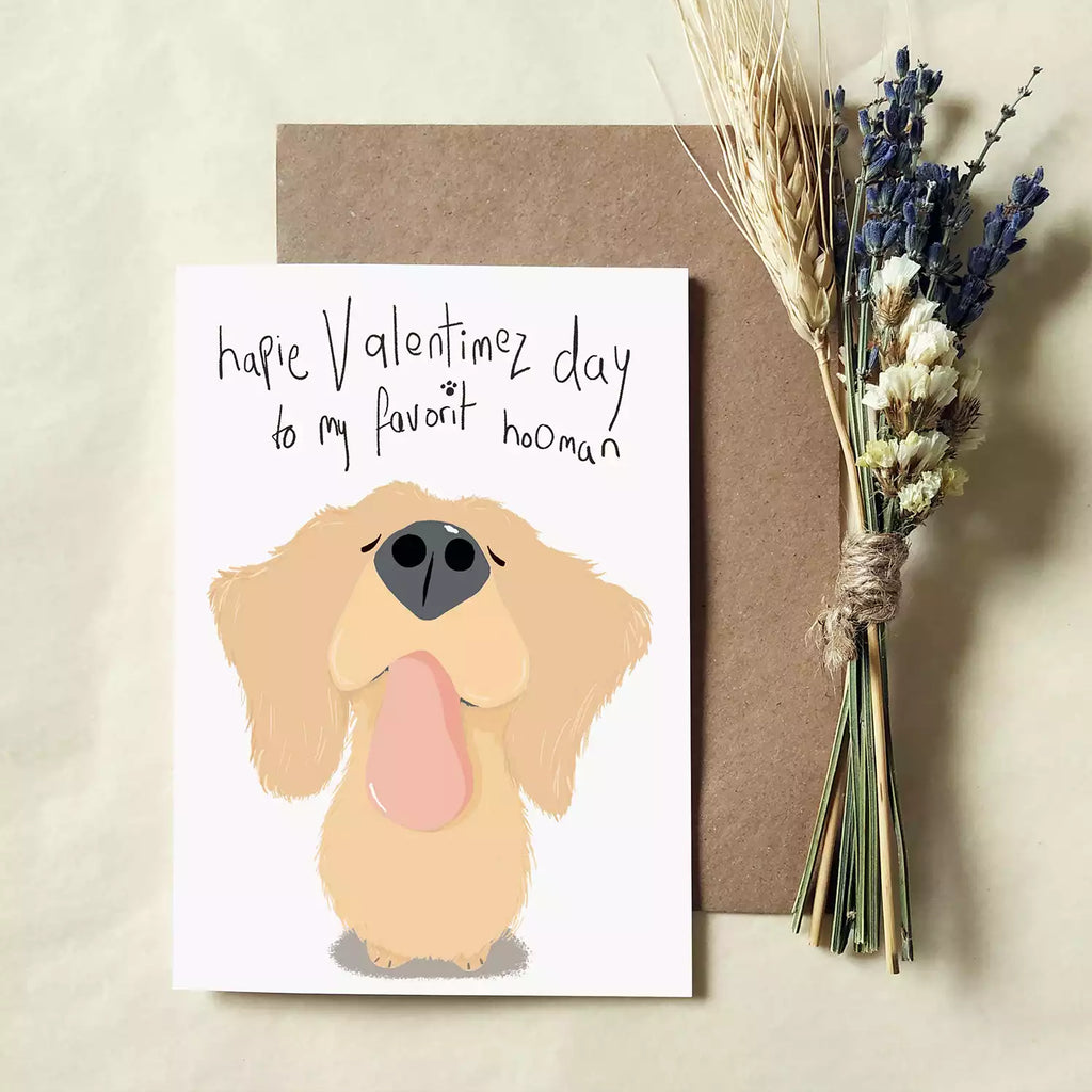 Valentine's Day Dog Card - Favourite Human - Dog Mum Dad