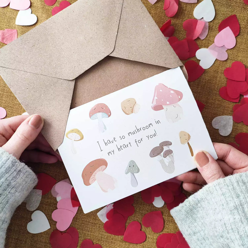 Mushroom Pun Valentine's Day Card - Personalised - I have so mushroom in my heart for you