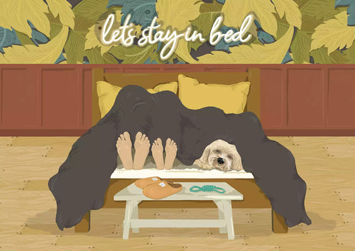 Custom 'Let's Stay In Bed' Print - Personalised Pet Portrait - Bedroom Art