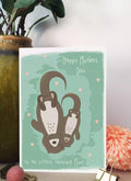 mother's day card with mum and baby otter and pun 'to an otterly amazing mum'