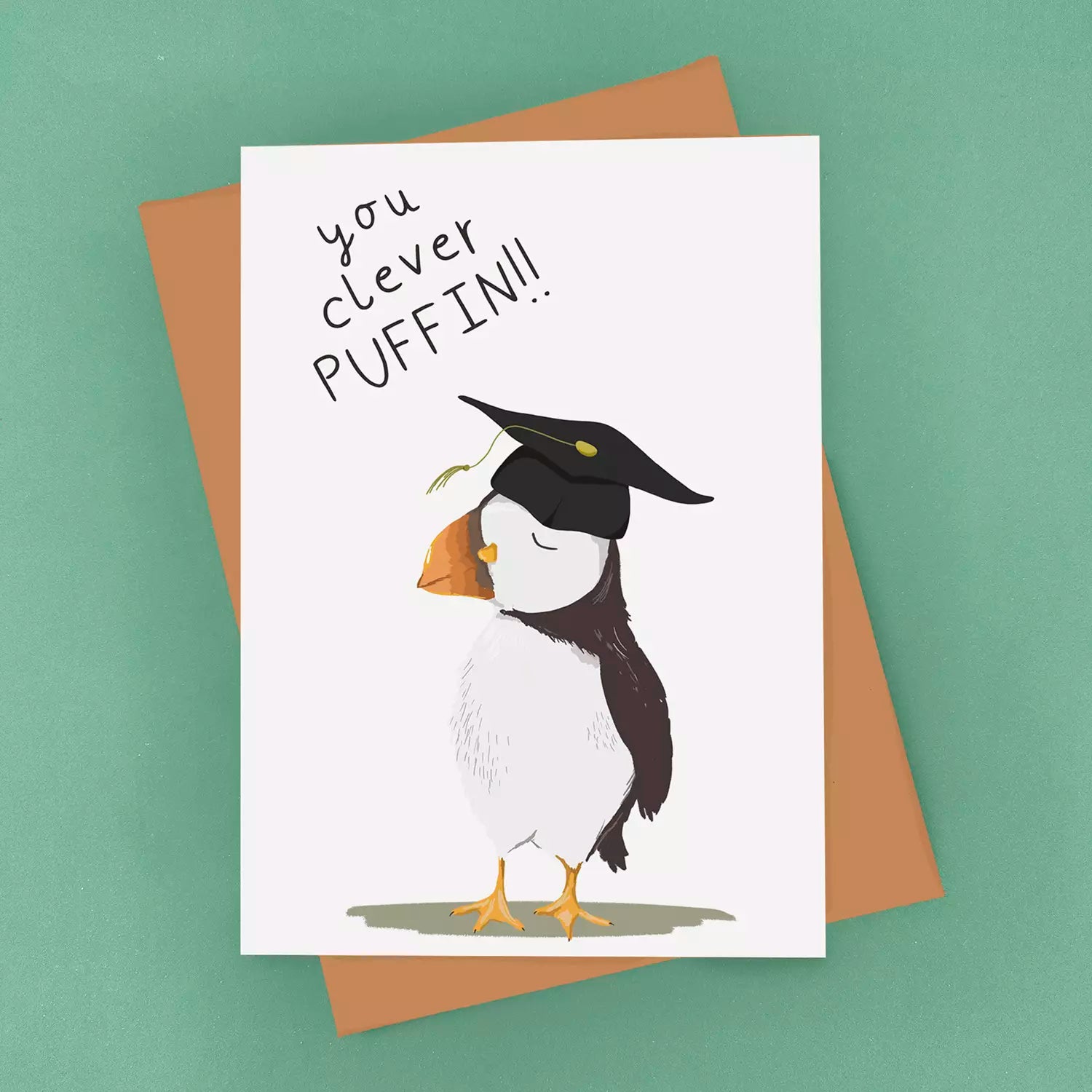 Puffin Graduation Exam Results Card - Congratulations You Clever Puffin - Eco Recycled