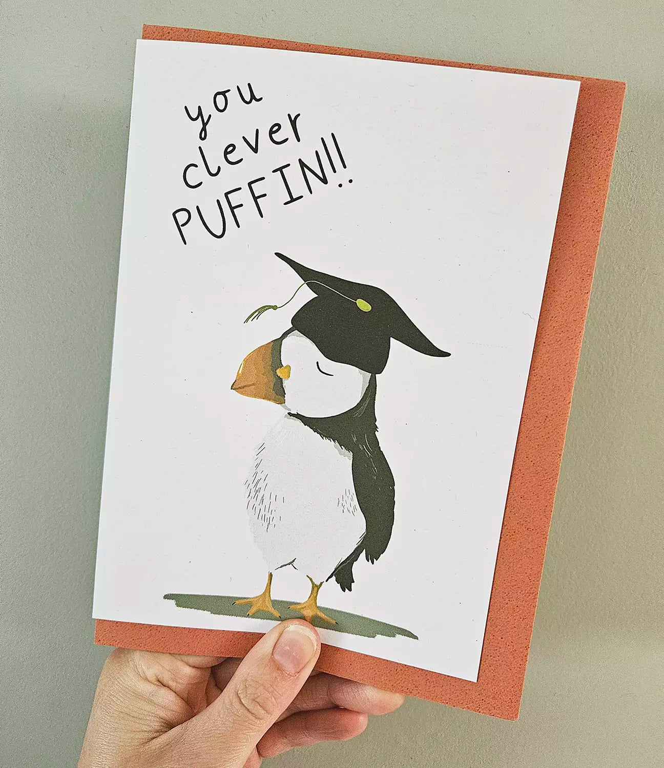 Puffin Graduation Exam Results Card - Congratulations You Clever Puffin - Eco Recycled
