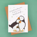 Puffin New Baby Card - Congratulations On Your Little Puffling - Eco Recycled