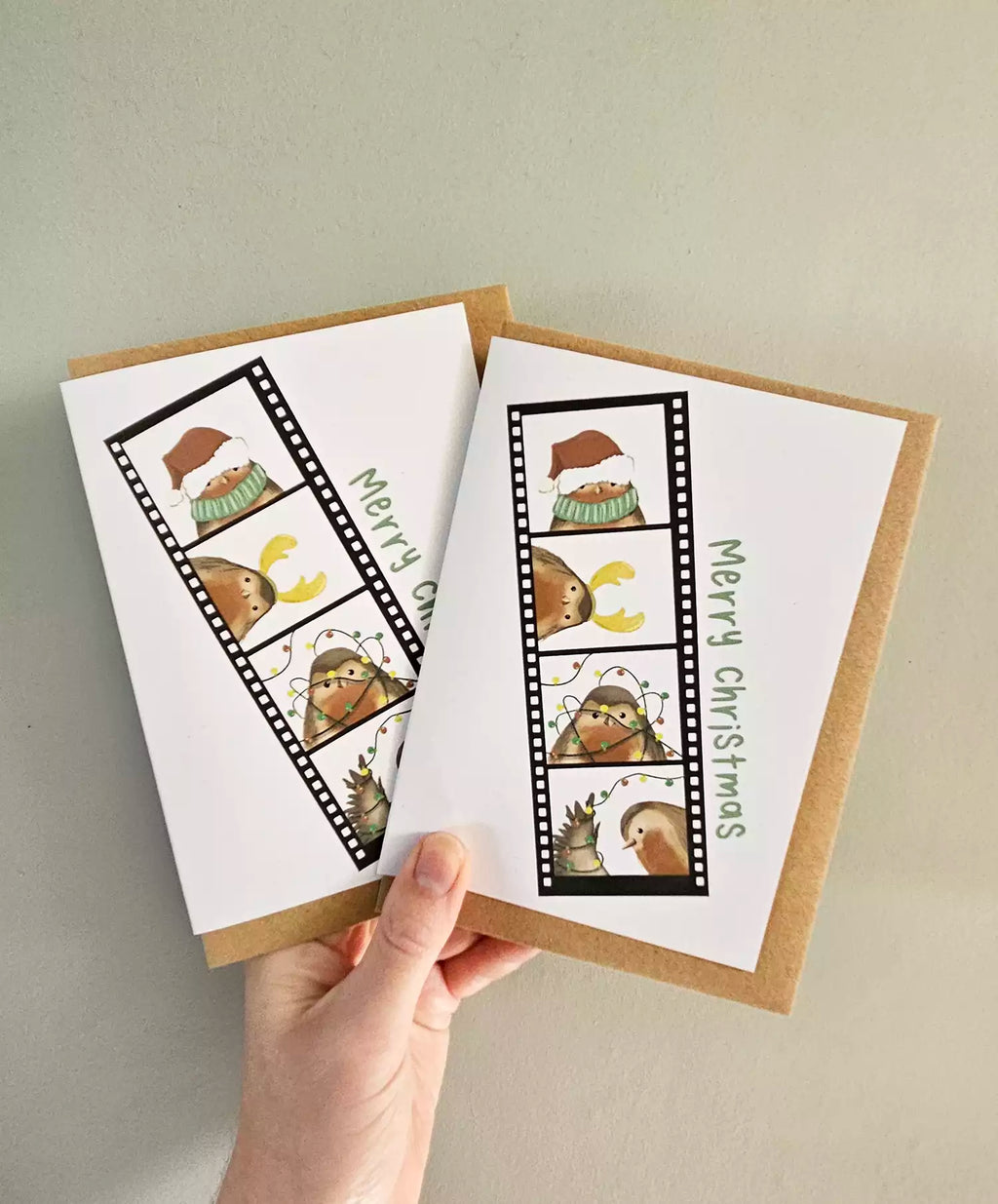 Robin Christmas Card - Funny Photo Booth Strip - Eco Recycled - Selfie