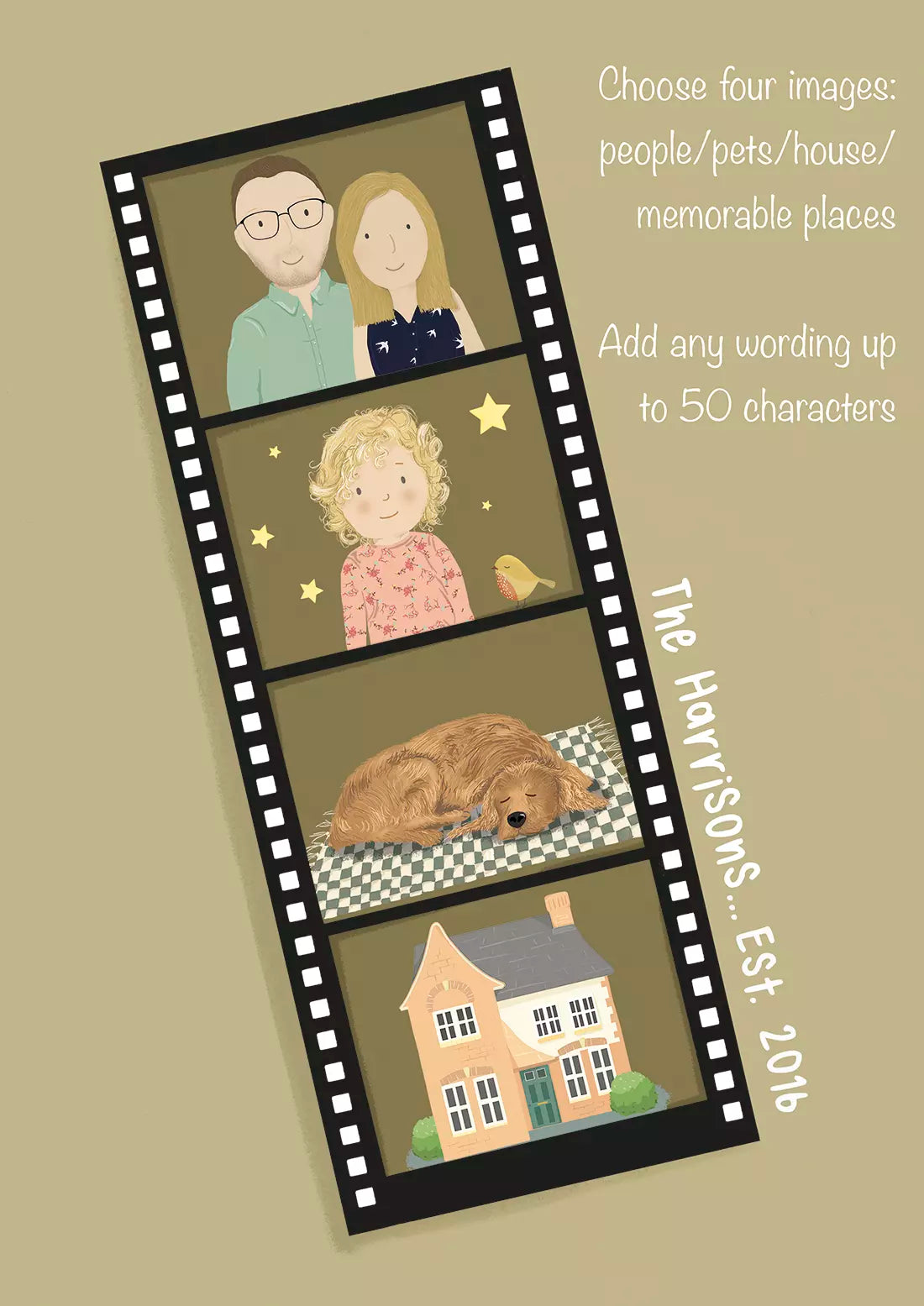 Photo Booth Strip Family Portrait - Custom Print