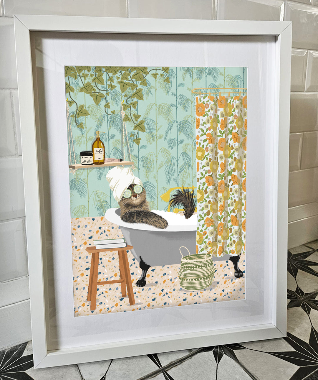 Cat In The Bath Print