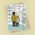 couple standing in winter tree scene and text 'together is my favourite place'