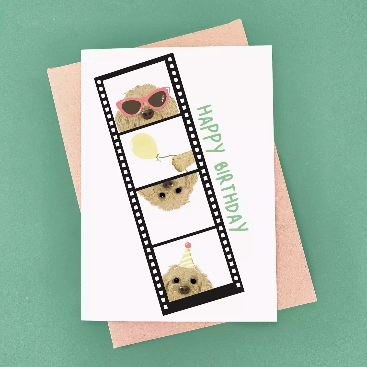 Photo Booth Strip Dog Birthday Card - Funny Cockerpoo Selfie