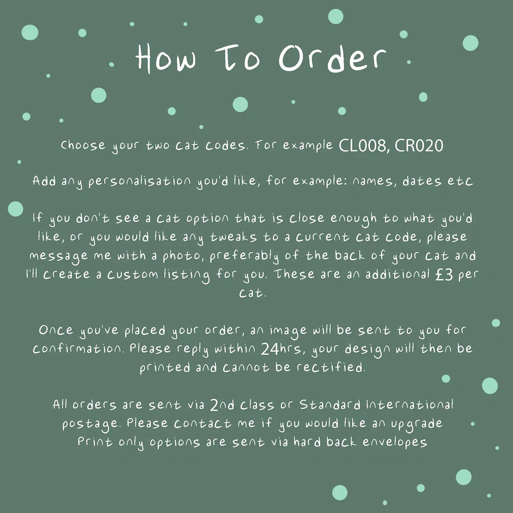 custom cat couple print. Text includes name and date of couple's wedding