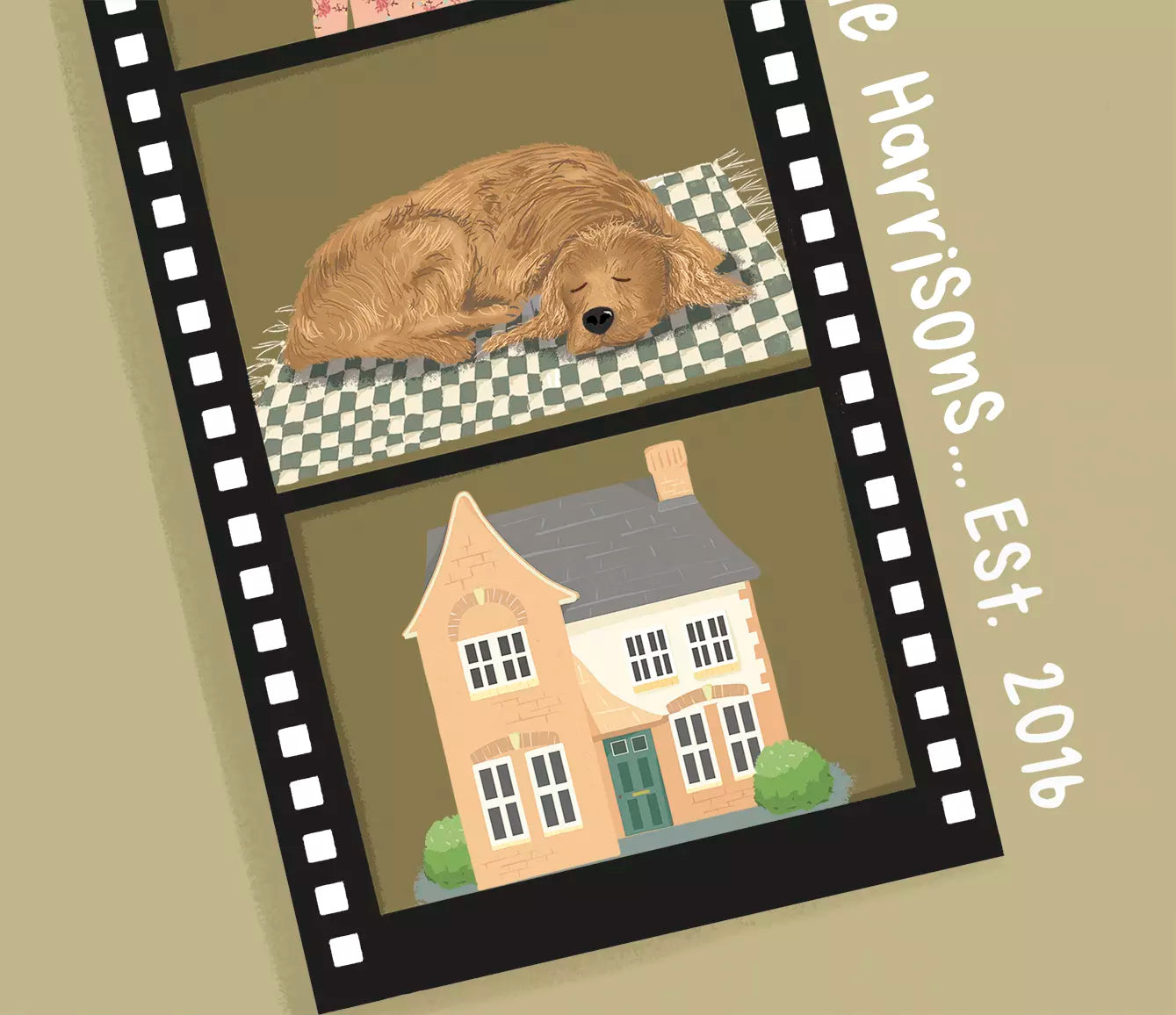 Photo Booth 'negative' style Strip, featuring four custom images of your family