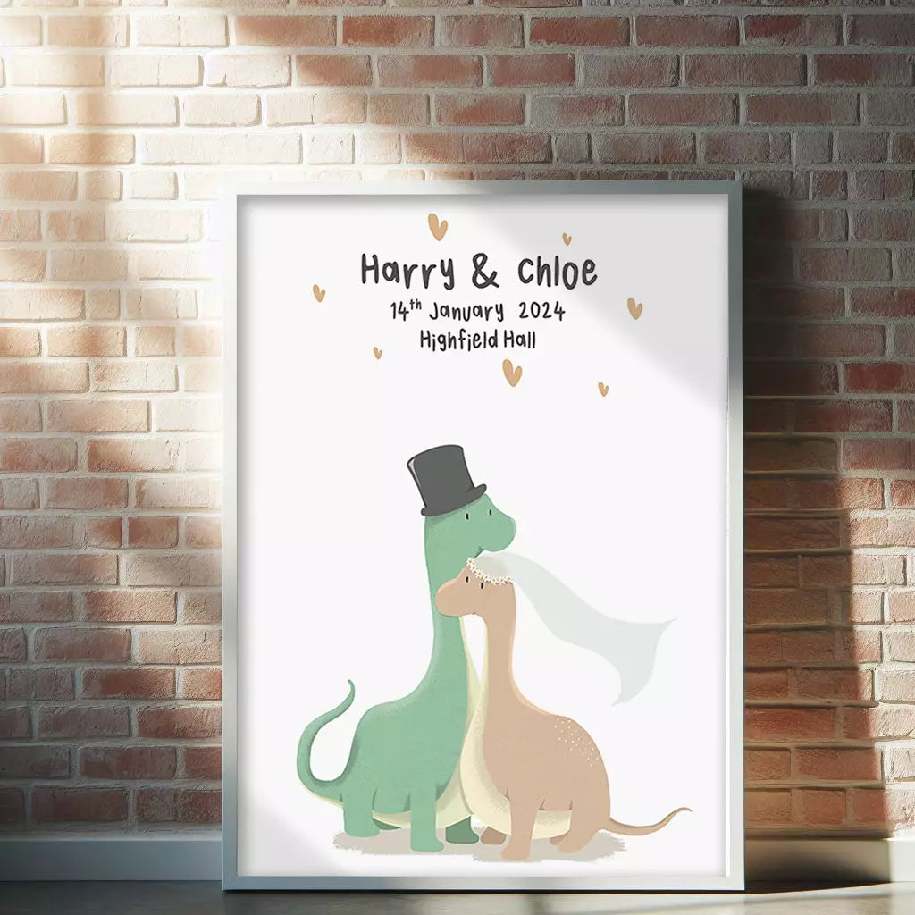 cute personalised dinosaur couple print with any text 