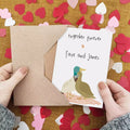 personalised duck couple card with text 'together forever'