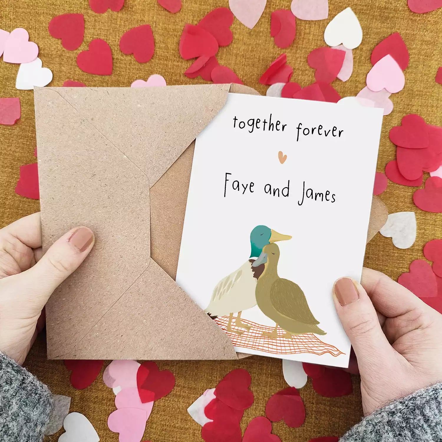 Together Forever Ducks Card - Valentine's Day - Personalised