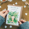 mother's day card with lady surrounded by leaves. Happy Mother's Day Crazy Plant Lady