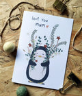 penguin holding flowers and caption 'love you mum'
