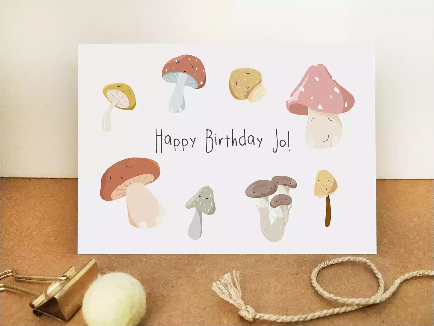 Personalised Mushroom Birthday Card - Illustrated Vegan Card