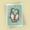 otter valentines day card with otter couple and pun 'to my otter half'