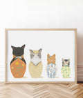 funny russian nesting dolls print, but with cats instead